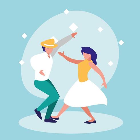 coppia che balla alla festa in discoteca vettore