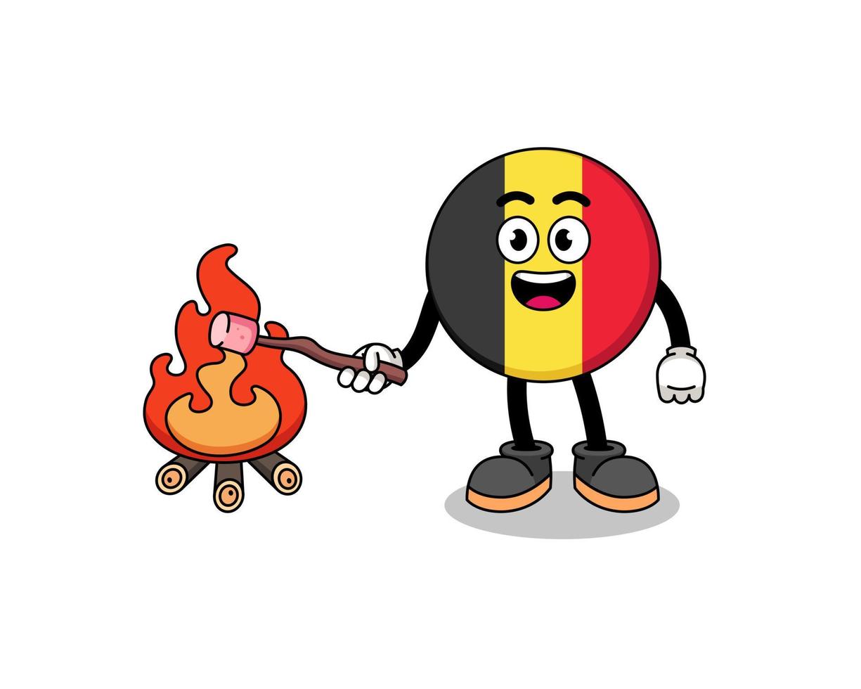 illustrazione della bandiera del Belgio che brucia un marshmallow vettore