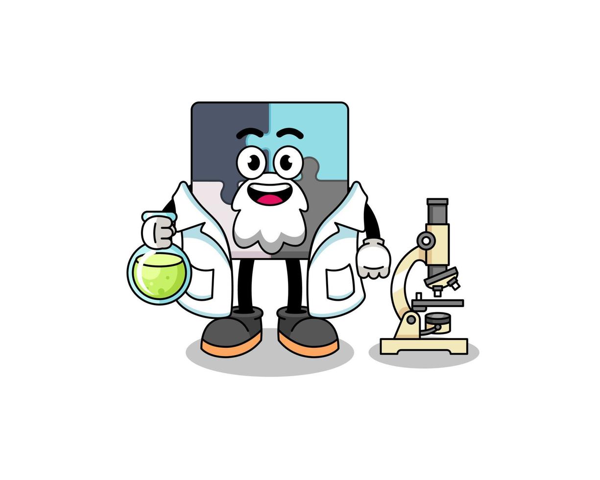 mascotte del puzzle come scienziato vettore