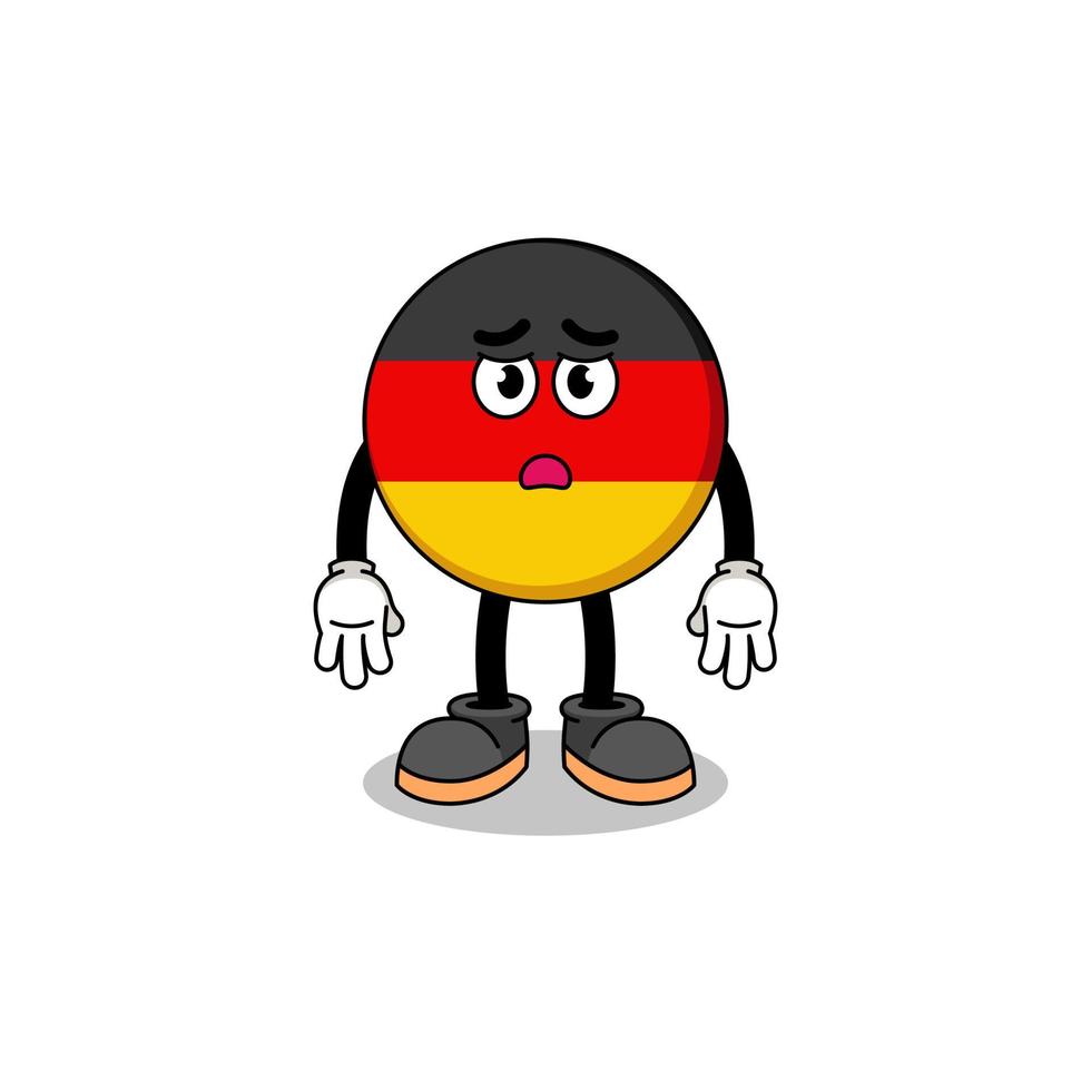 illustrazione del fumetto della bandiera della germania con la faccia triste vettore