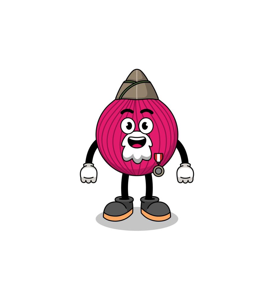 personaggio dei cartoni animati di cipolla rossa come un veterano vettore