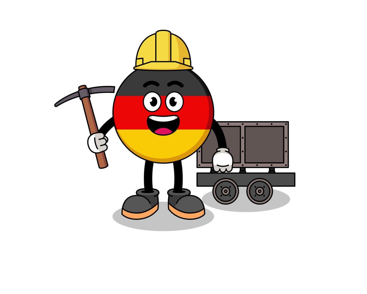 illustrazione della mascotte del minatore di bandiera della germania vettore