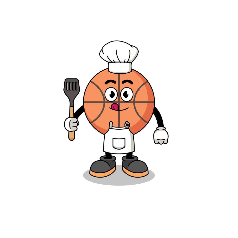 illustrazione della mascotte dello chef di basket vettore