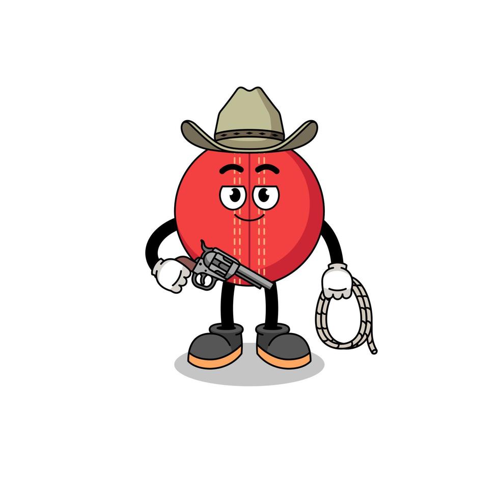 personaggio mascotte di cricket ball come un cowboy vettore