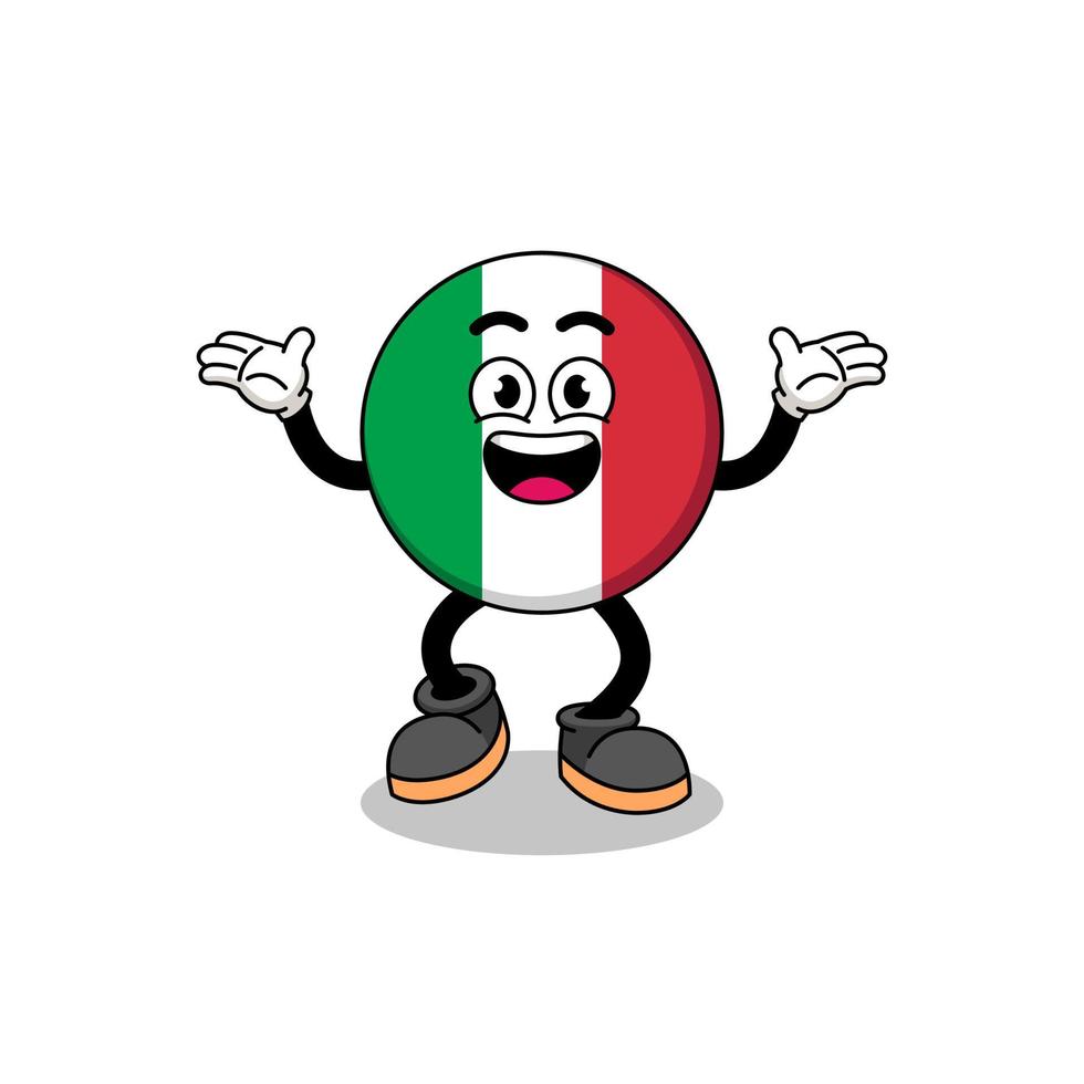 cartone animato bandiera italia che cerca con gesto felice vettore
