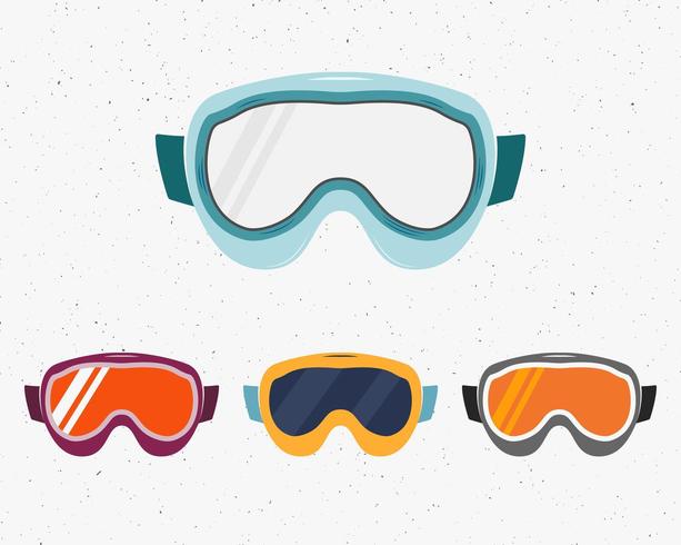 Set di occhiali da snowboard vettore