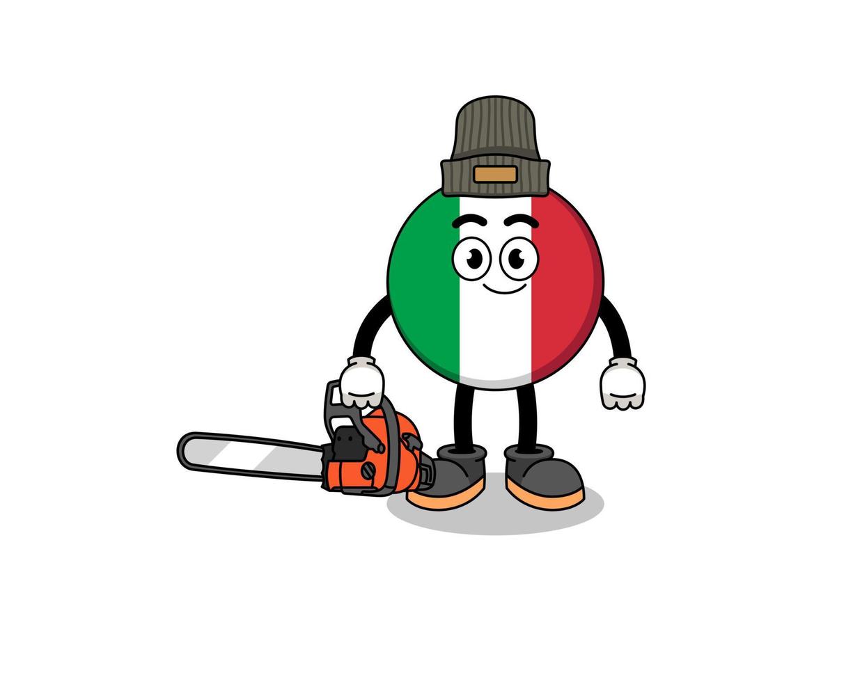 fumetto dell'illustrazione della bandiera dell'italia come un boscaiolo vettore