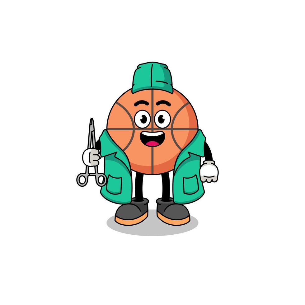 illustrazione della mascotte di basket come chirurgo vettore