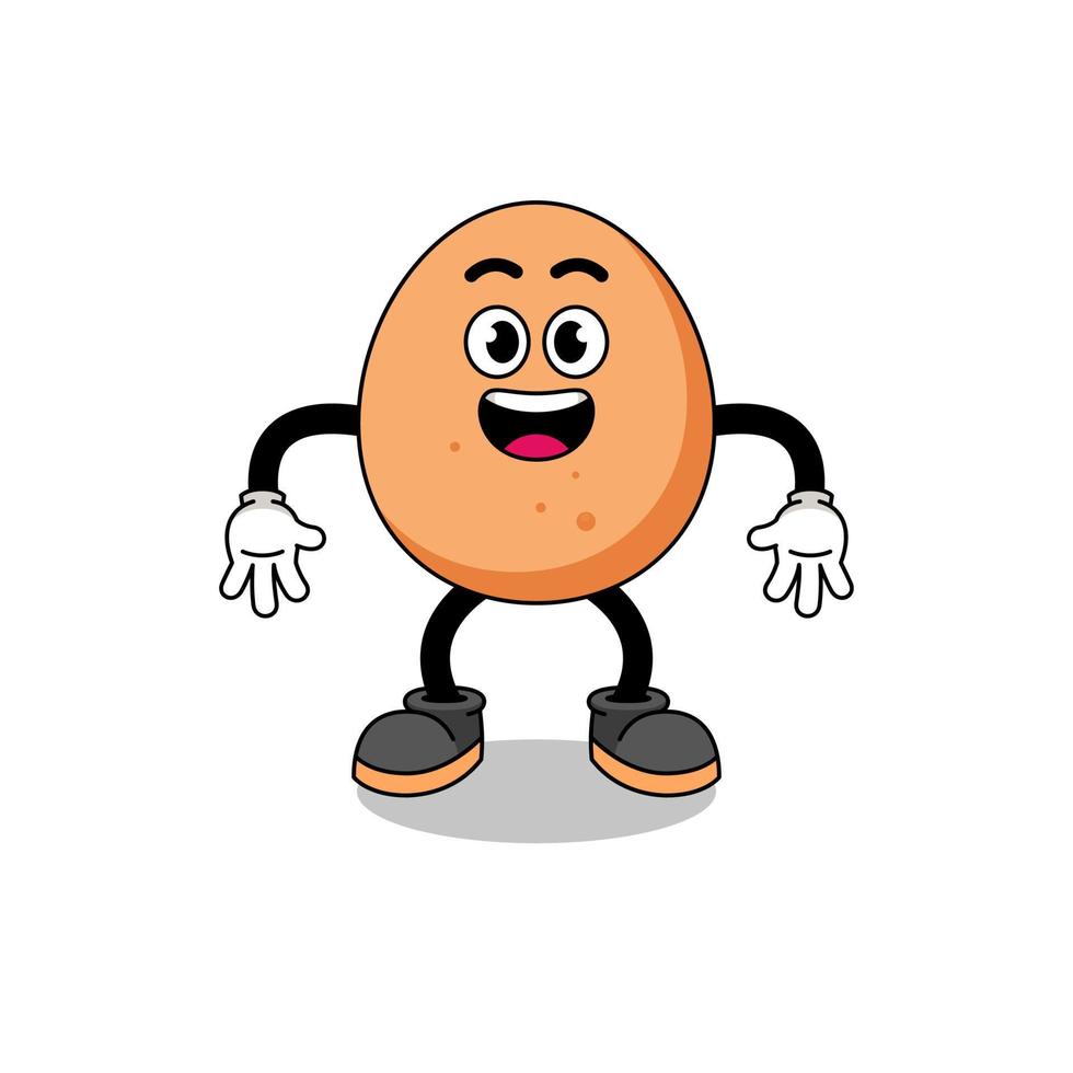 cartone animato uovo con gesto sorpreso vettore