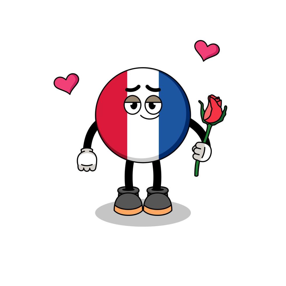 mascotte della bandiera della francia che si innamora vettore