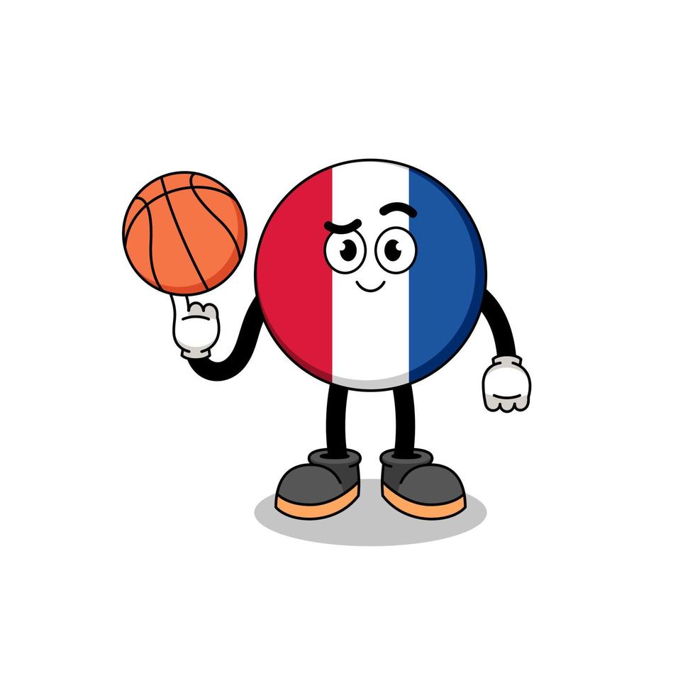 illustrazione della bandiera della francia come giocatore di basket vettore