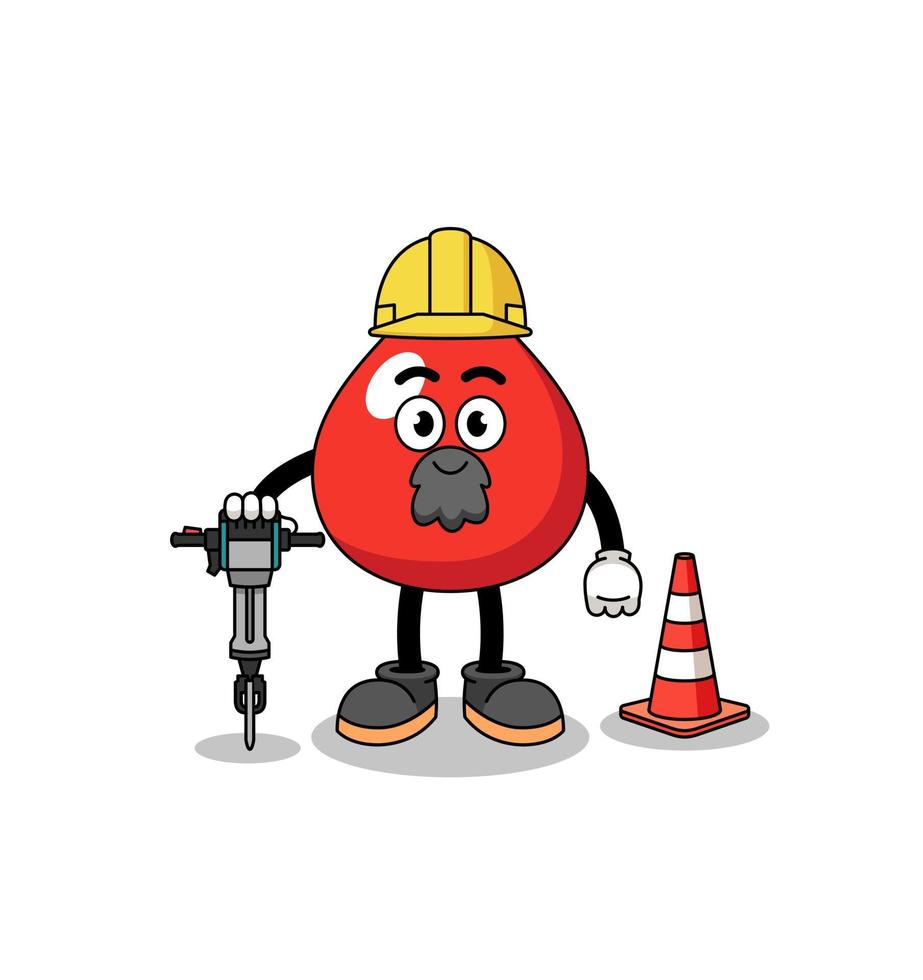 personaggio dei cartoni animati di sangue che lavora sulla costruzione di strade vettore