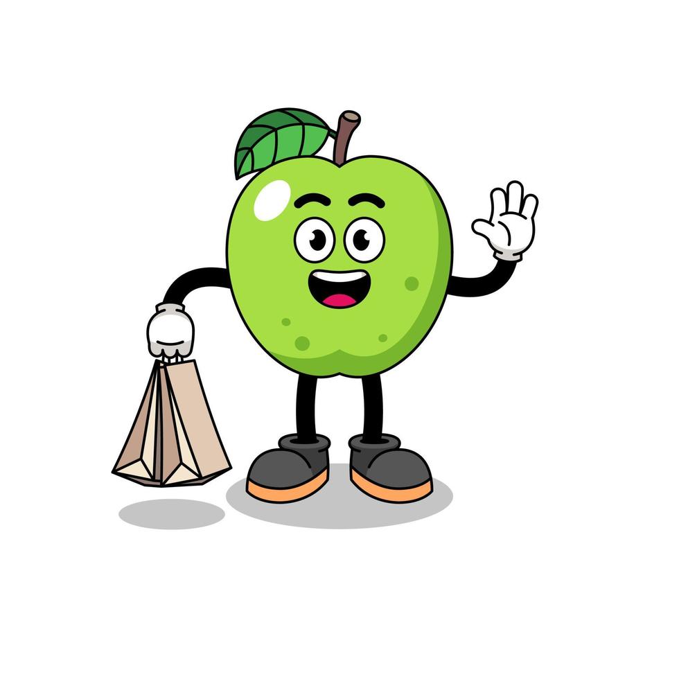 cartone animato di acquisto di mela verde vettore
