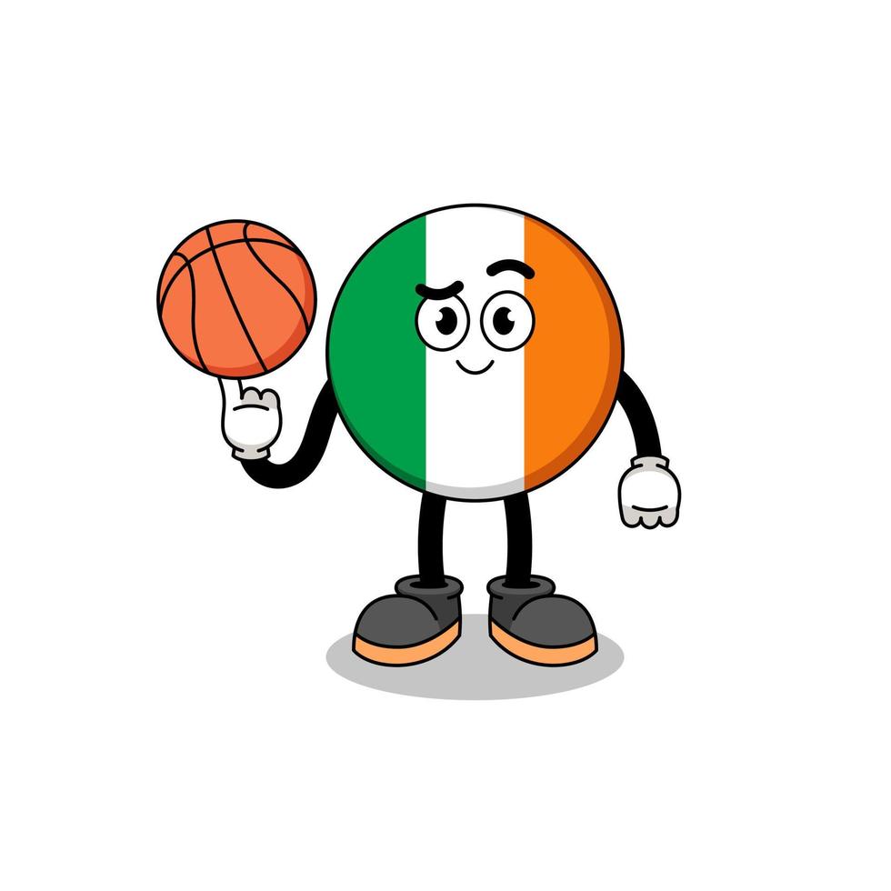 illustrazione della bandiera dell'Irlanda come giocatore di basket vettore