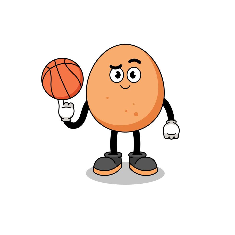 illustrazione dell'uovo come giocatore di basket vettore
