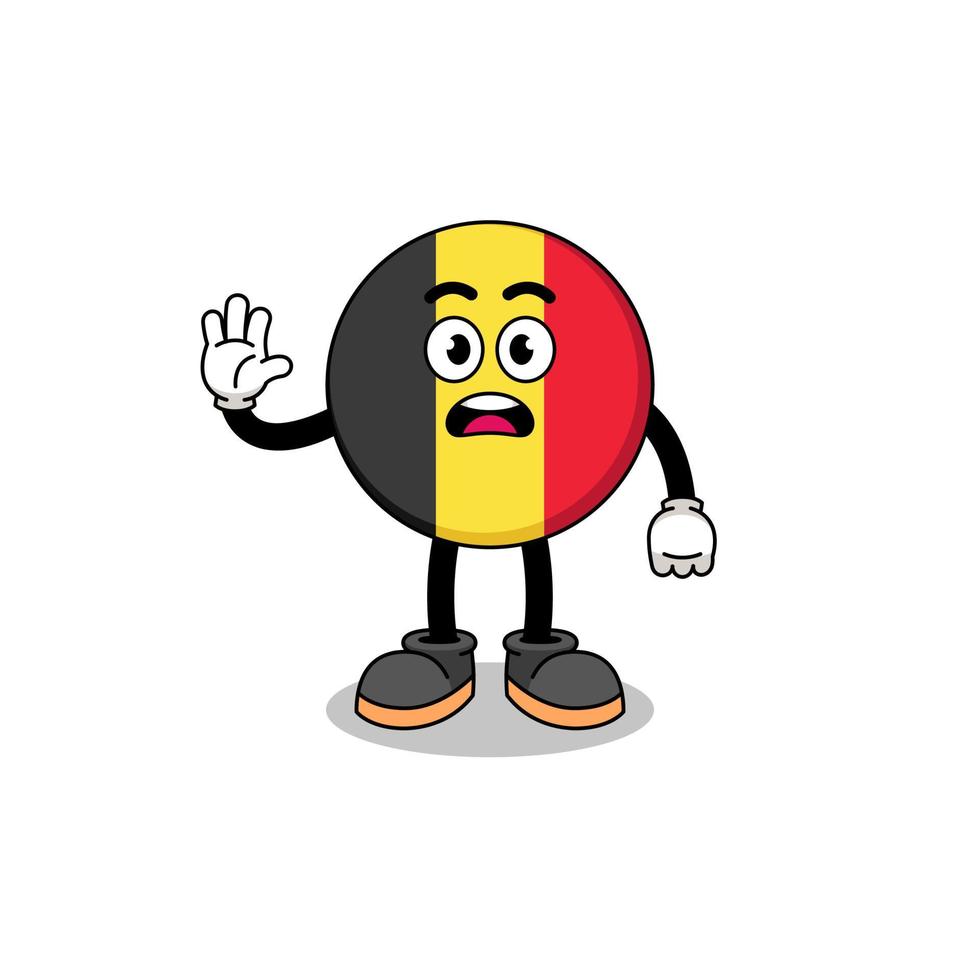 illustrazione del fumetto della bandiera del Belgio che fa la mano di arresto vettore