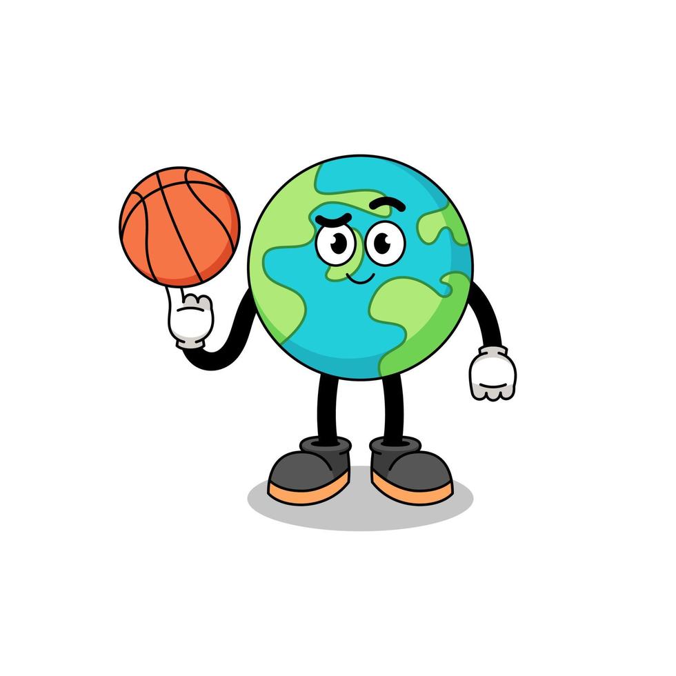 illustrazione della terra come giocatore di basket vettore