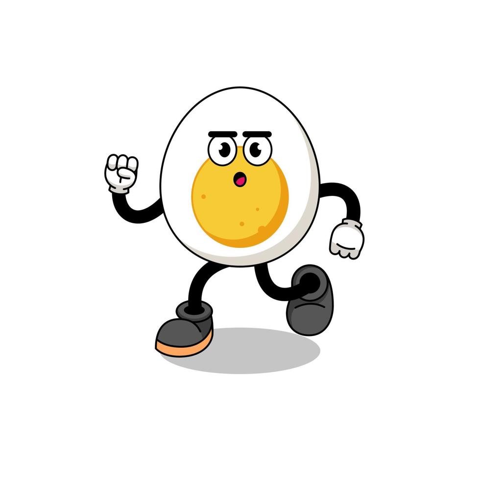 illustrazione della mascotte dell'uovo sodo in esecuzione vettore