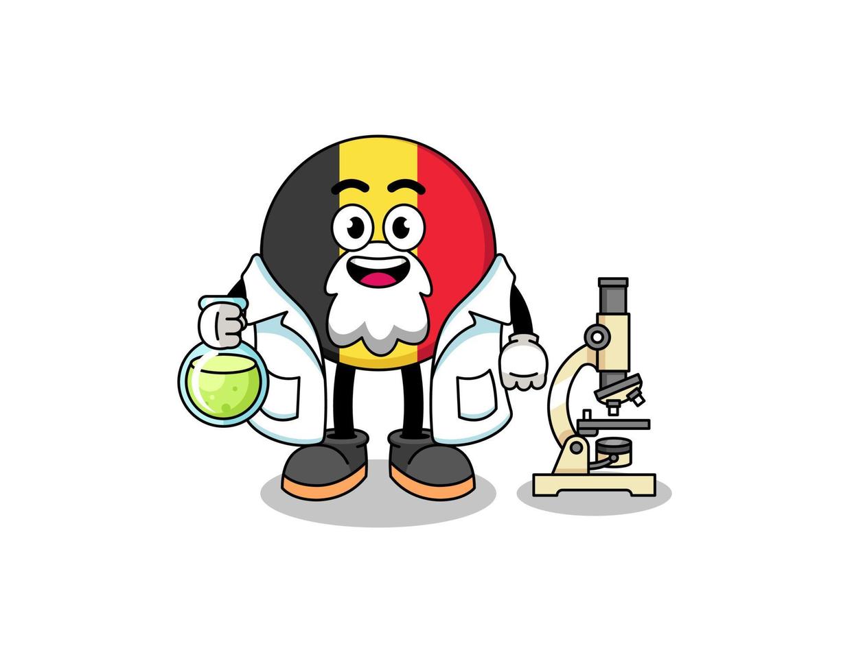 mascotte della bandiera del Belgio come scienziato vettore