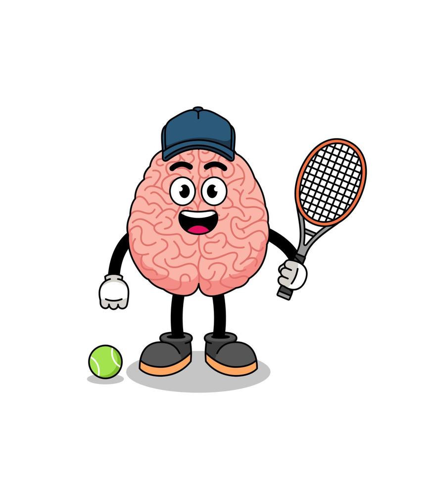 illustrazione del cervello come tennista vettore