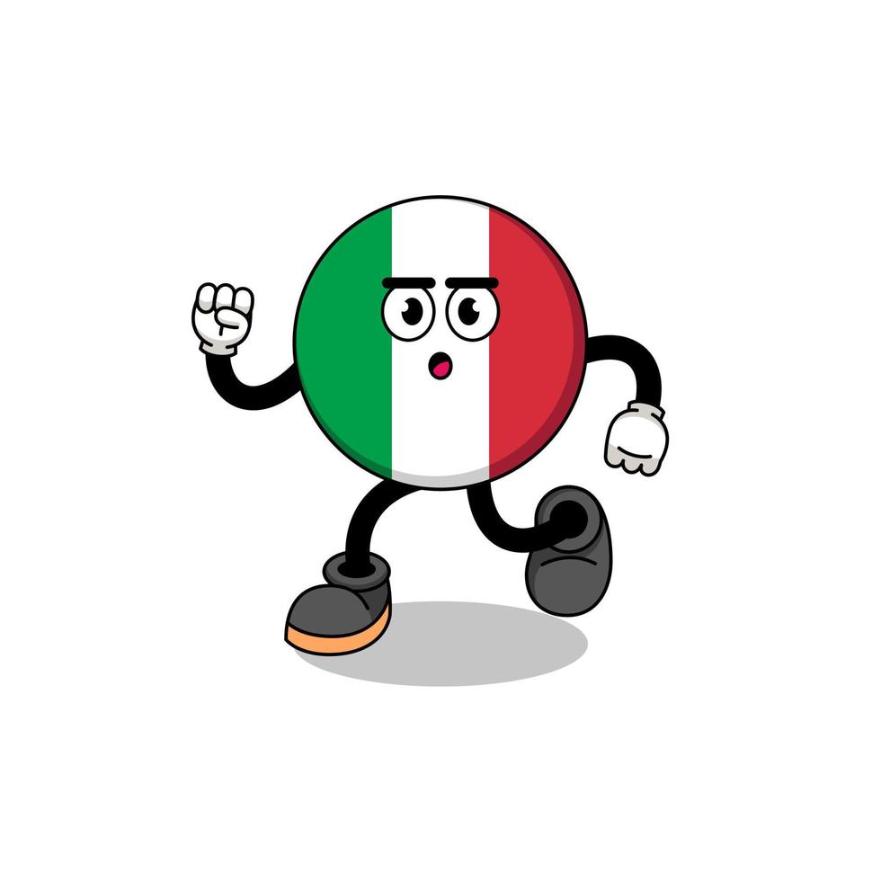 illustrazione della mascotte della bandiera dell'italia in esecuzione vettore