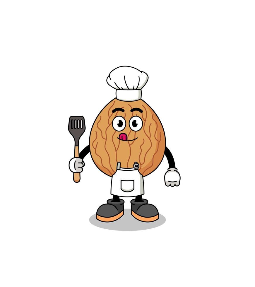 illustrazione della mascotte dello chef di mandorla vettore