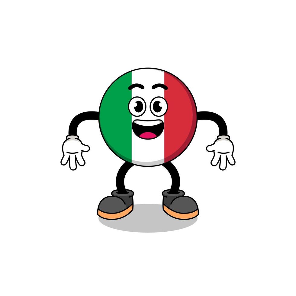 cartone animato bandiera italia con gesto sorpreso vettore