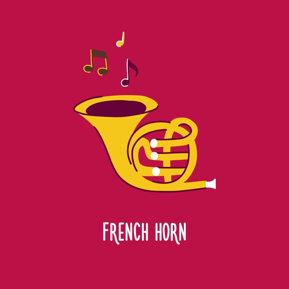 immagine di uno strumento musicale classico corno francese vettore