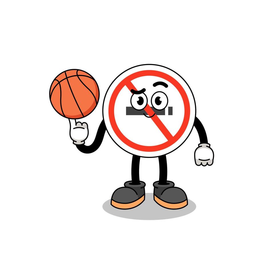illustrazione del segno di non fumatori come giocatore di basket vettore