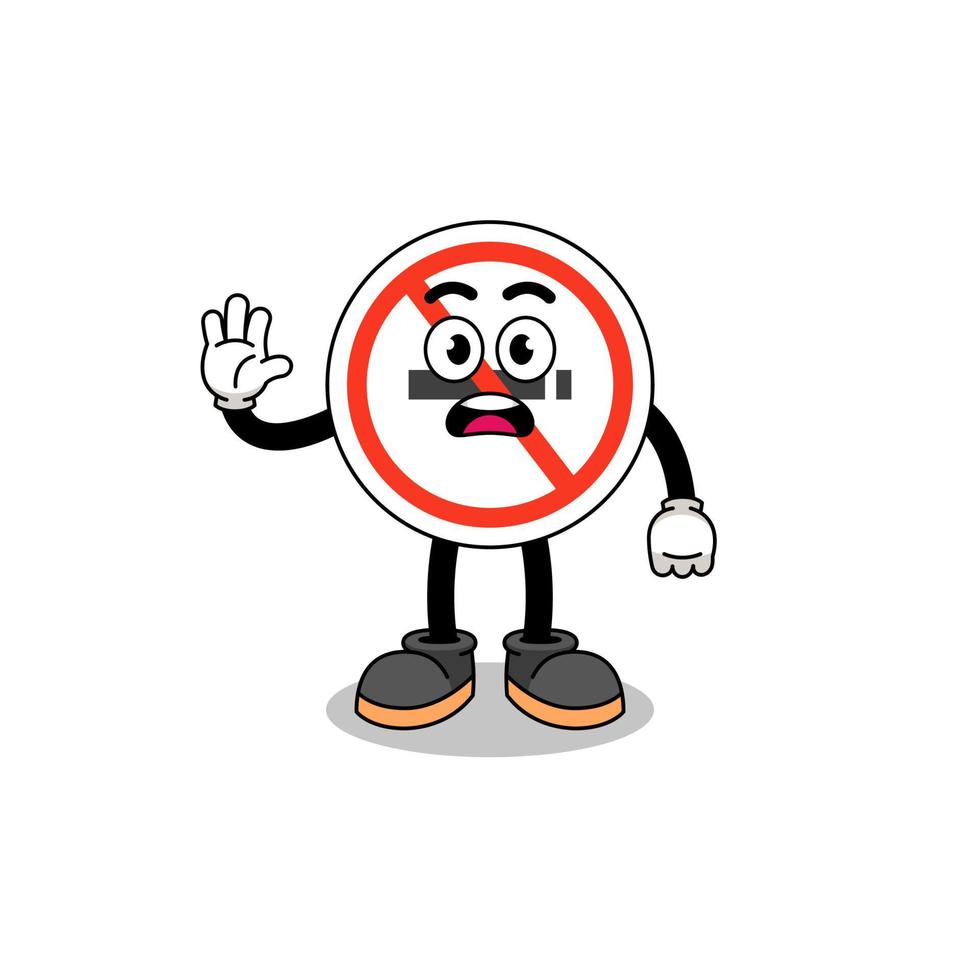 illustrazione del fumetto del segno di non fumatori che fa la mano di arresto vettore