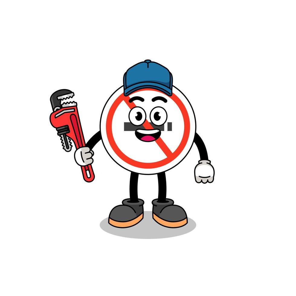 cartone animato di illustrazione del segno di non fumatori come idraulico vettore