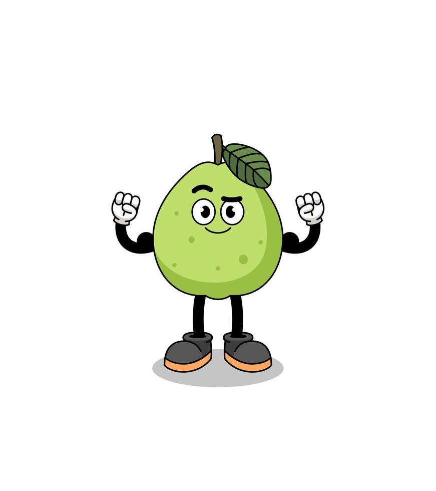 mascotte cartone animato di guava in posa con il muscolo vettore