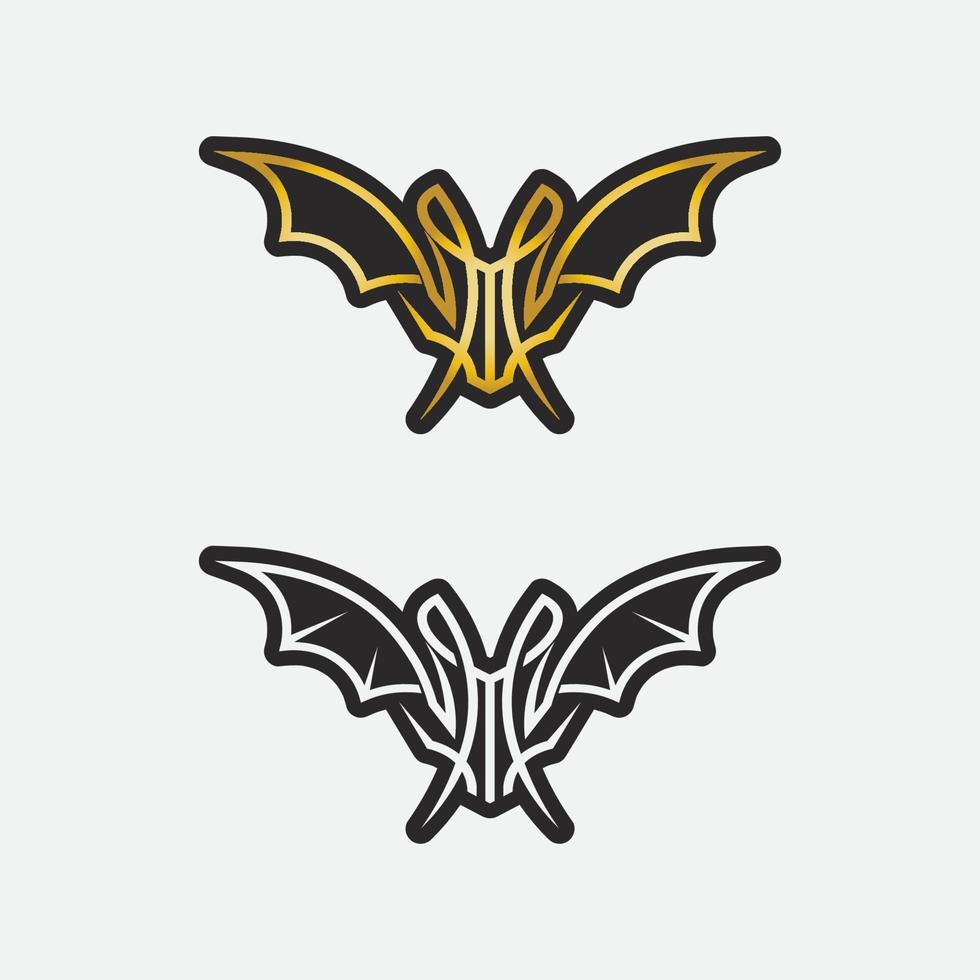 pipistrello logo animale e vettoriale, ali, nero, halloween, vampiro, gotico, illustrazione, design icona pipistrello vettore