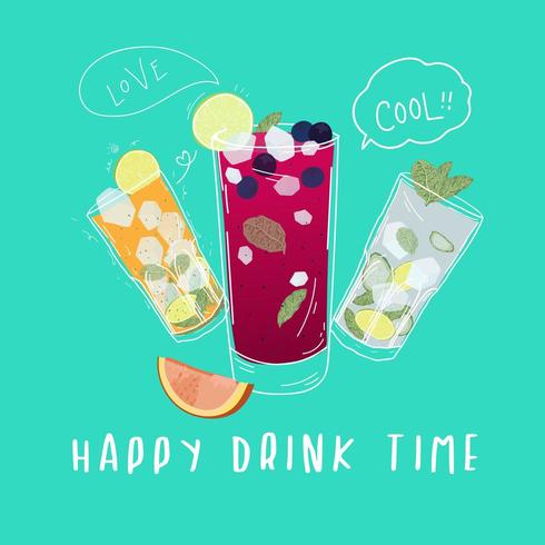 Poster di cocktail Happy Drink Time vettore