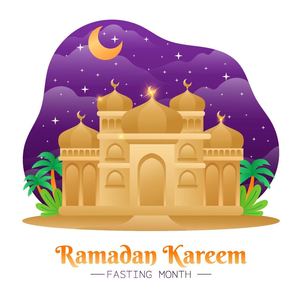 concetto di gradiente della moschea del ramadan kareem vettore