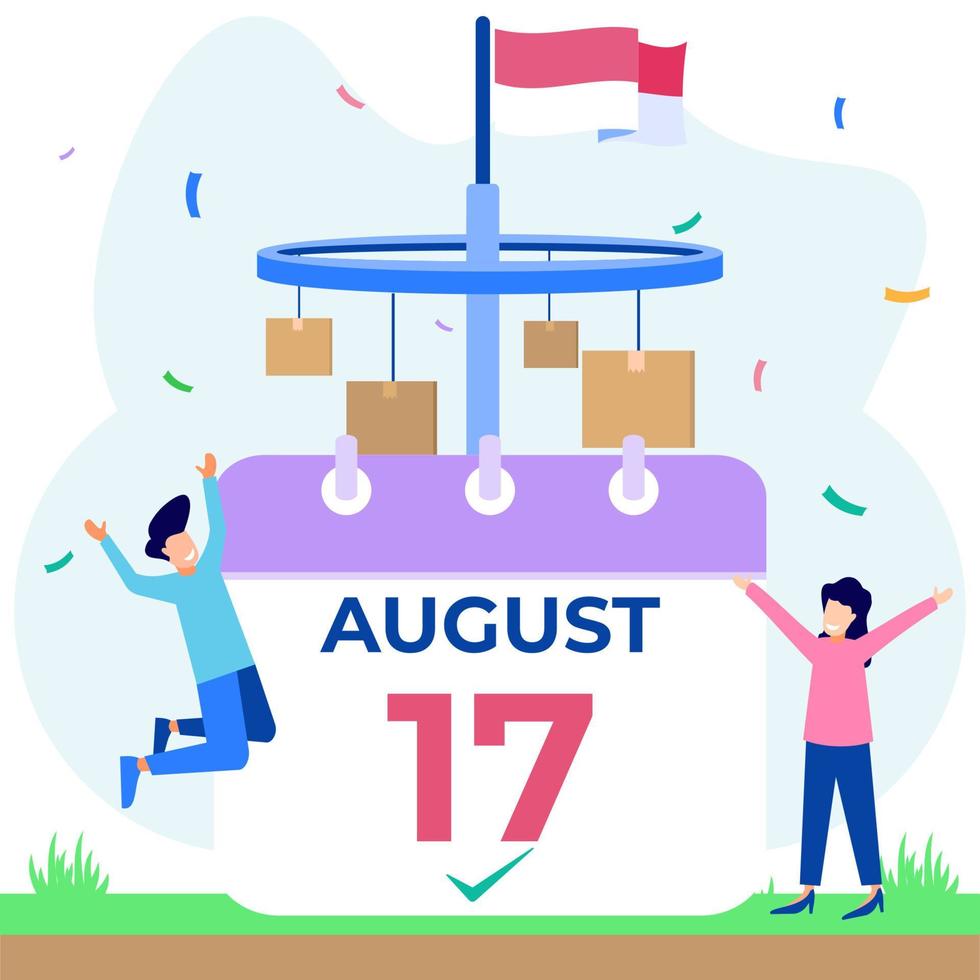 illustrazione grafica vettoriale personaggio dei cartoni animati del giorno dell'indipendenza dell'Indonesia
