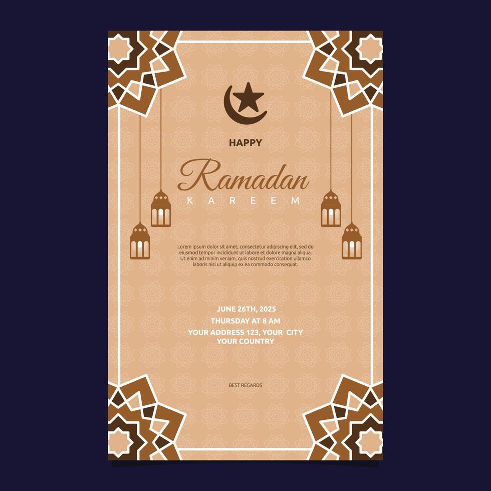 evento islamico ramadan kareem carta cornice sfondo semplice design piatto vettore