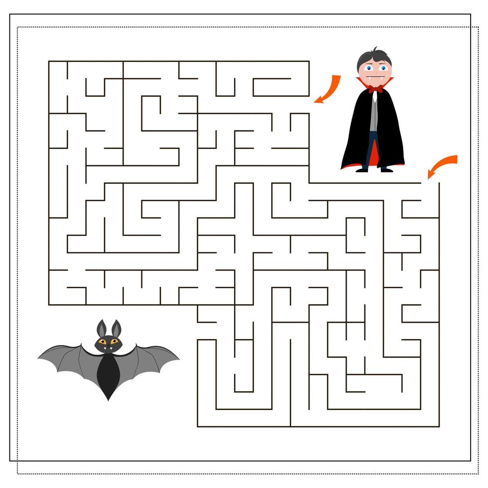 gioco per bambini attraverso il labirinto, dracula e il pipistrello vettore