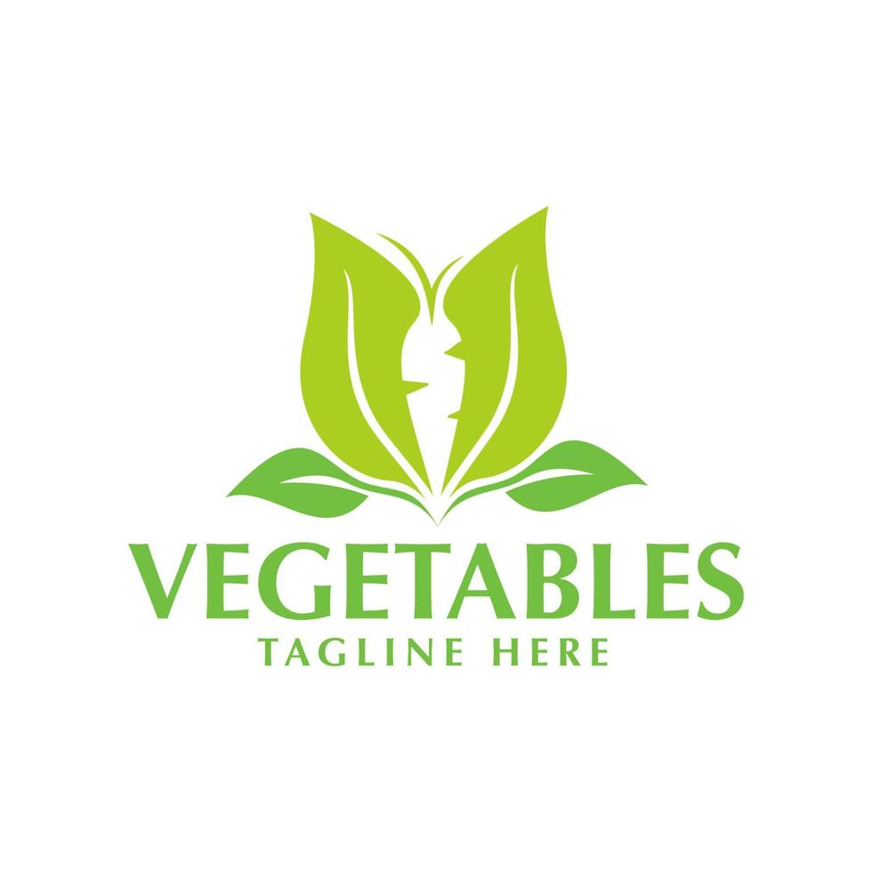 logo vegetale verde con foglia verde e carota vettore