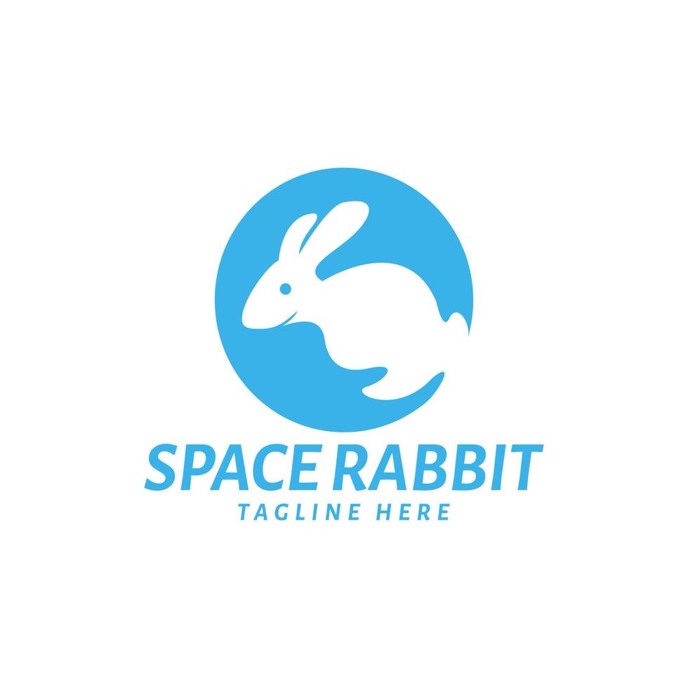 modello di logo negativo coniglio animale blu vettore