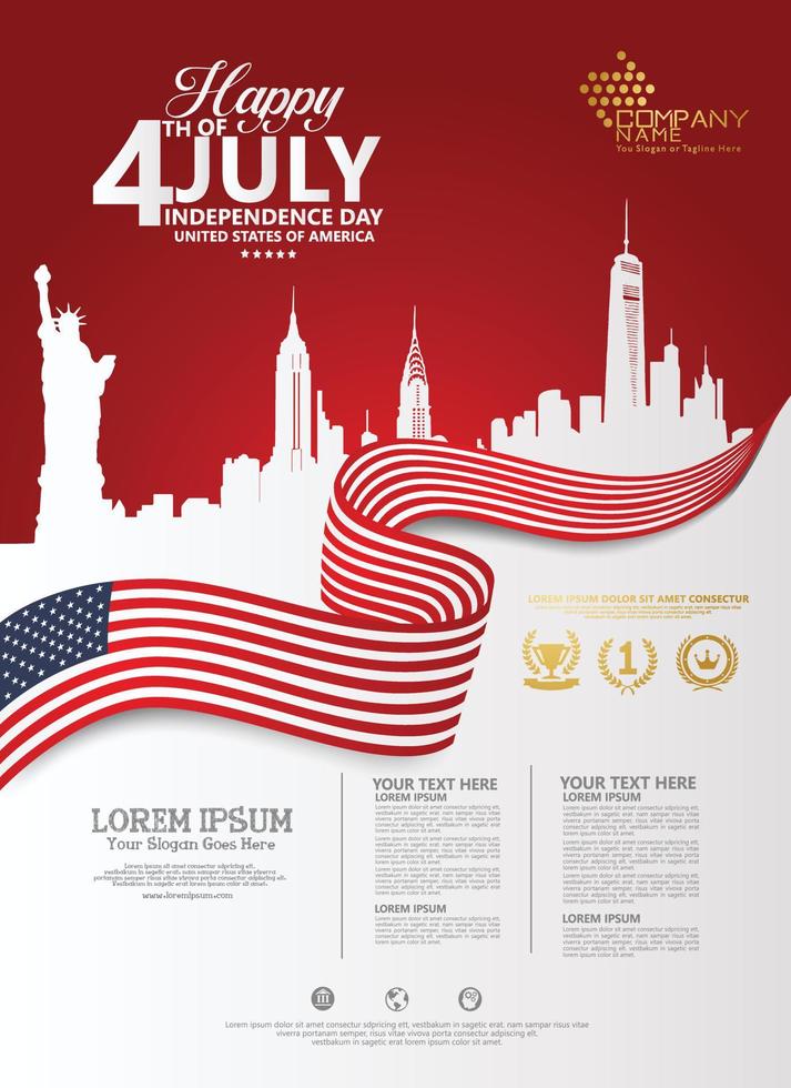 quarto di luglio giorno dell'indipendenza, illustrazione vettoriale per poster e altri utenti