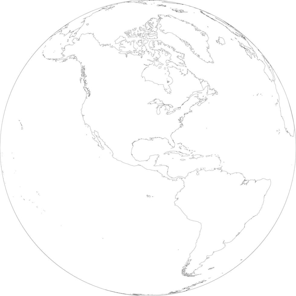 mappa del globo delle americhe contorno vettore