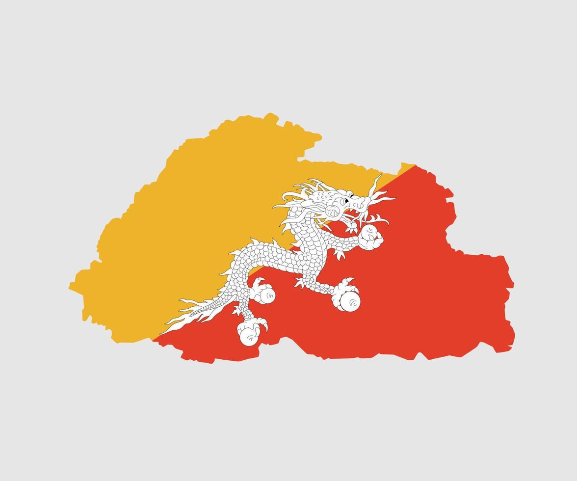mappa e bandiera del bhutan vettore