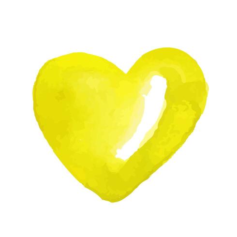 Caramella a forma di cuore giallo dell&#39;acquerello disegnato a mano vettore