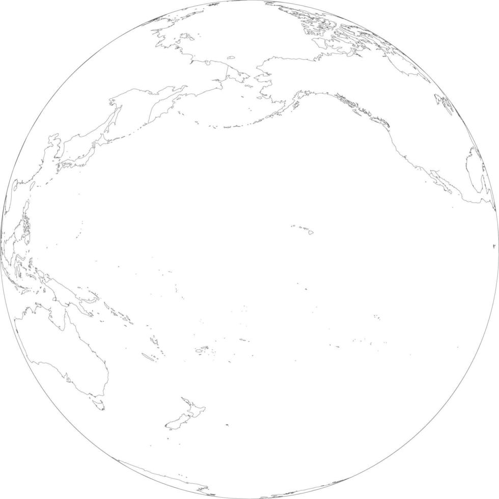 mappa del globo del contorno dell'oceano pacifico vettore