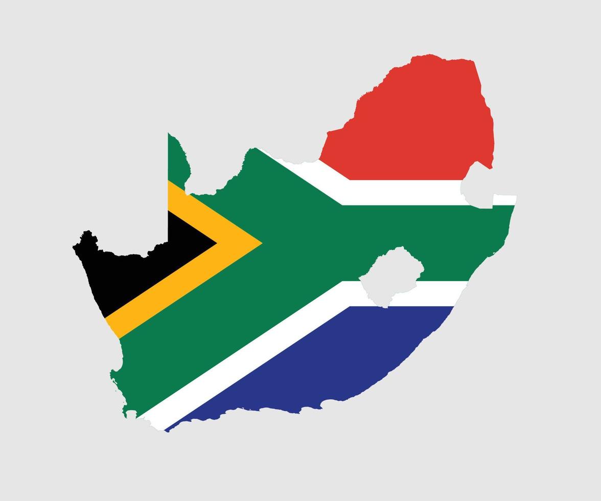 mappa e bandiera del sud africa vettore