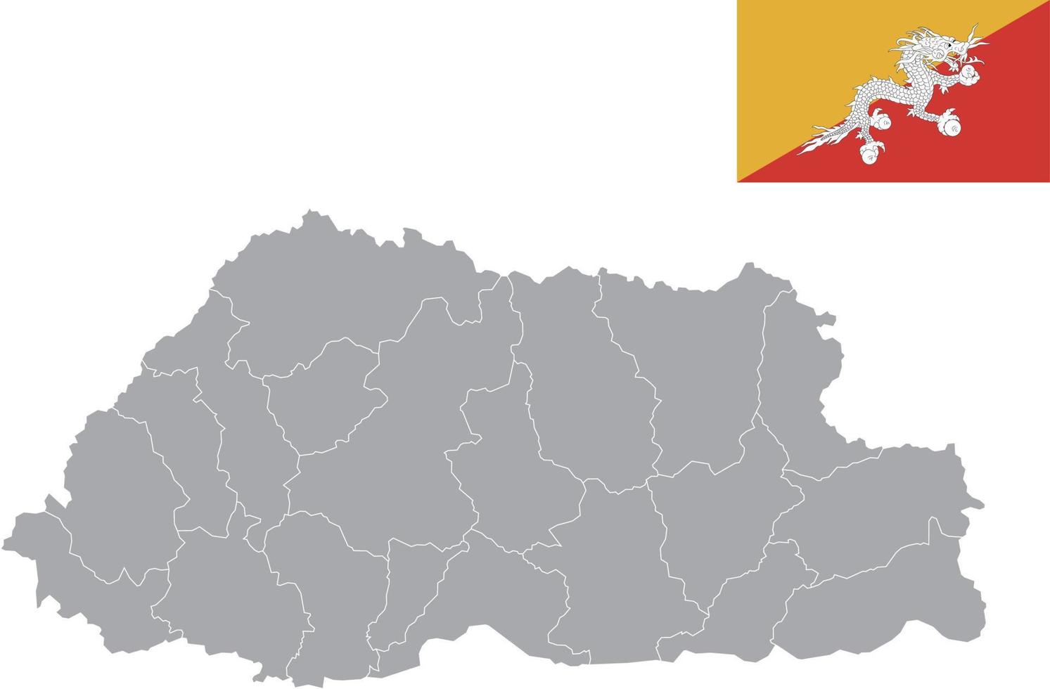 mappa del bhutan. bandiera del bhutan. icona piatta simbolo illustrazione vettoriale