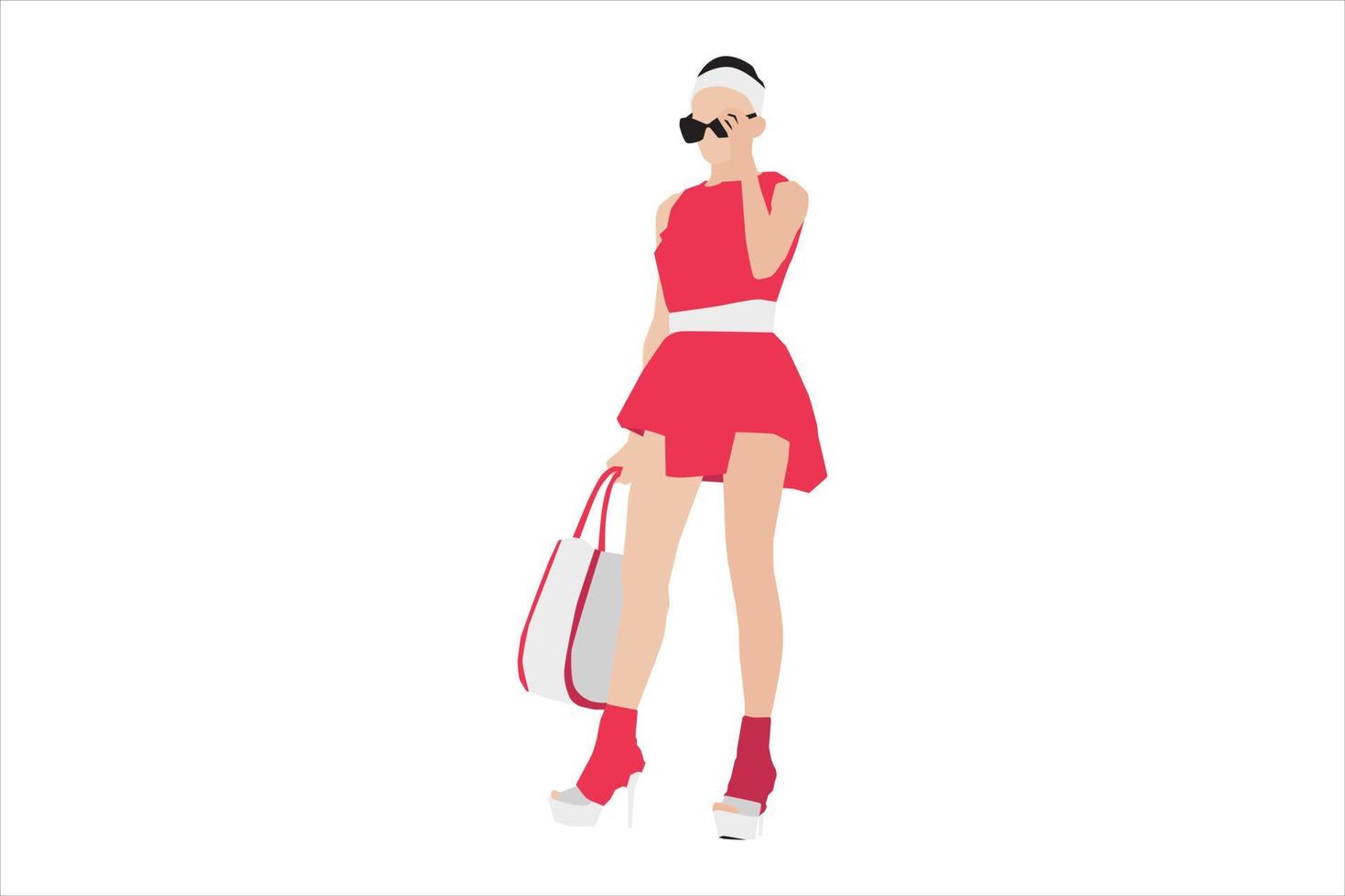 illustrazione vettoriale di donne alla moda in posa sul marciapiede