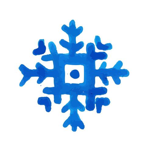 Fiocco di neve dell&#39;acquerello disegnato a mano vettore