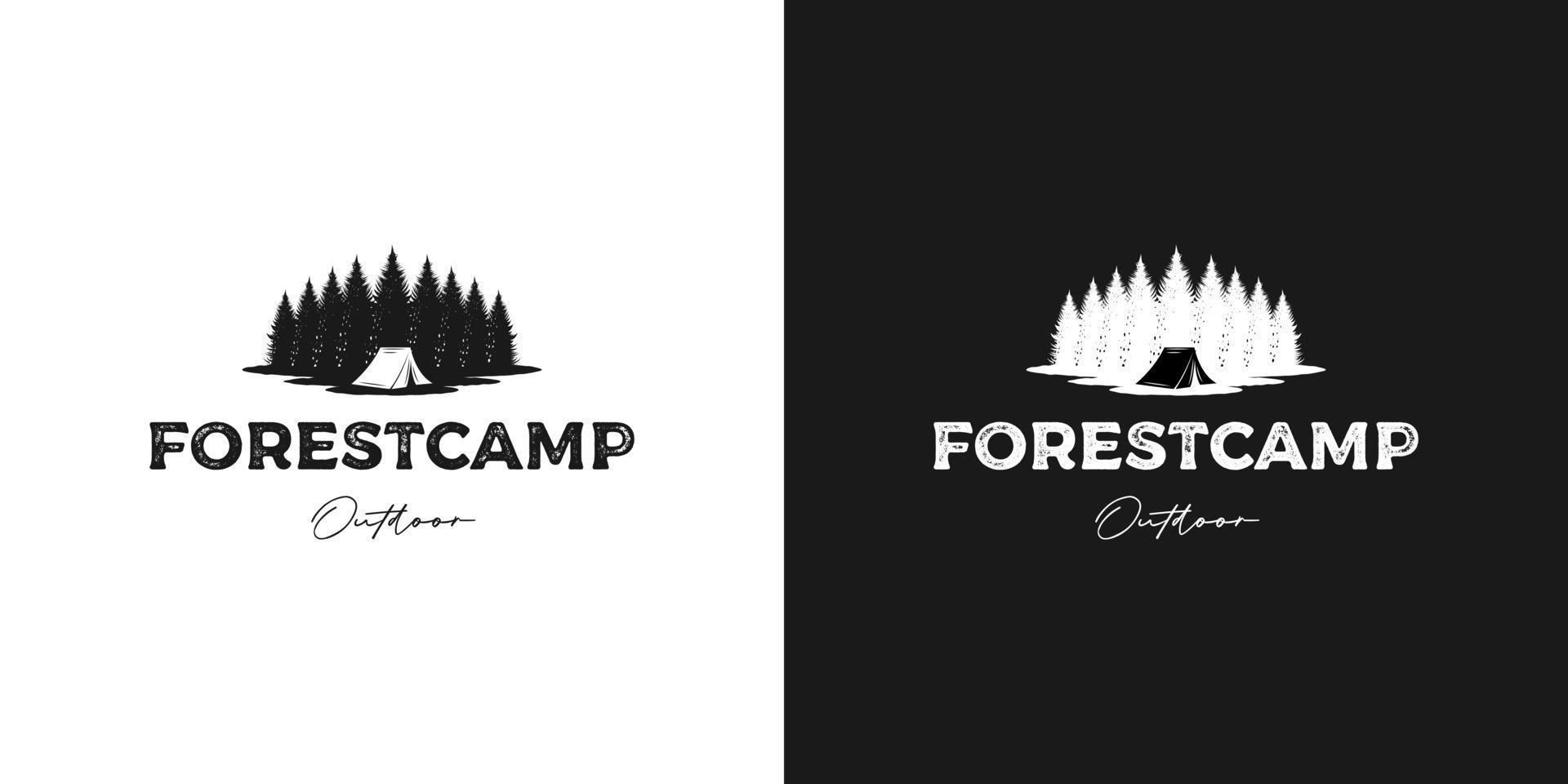 foresta di abete, pino, campeggio, rustico, logo design, vettore